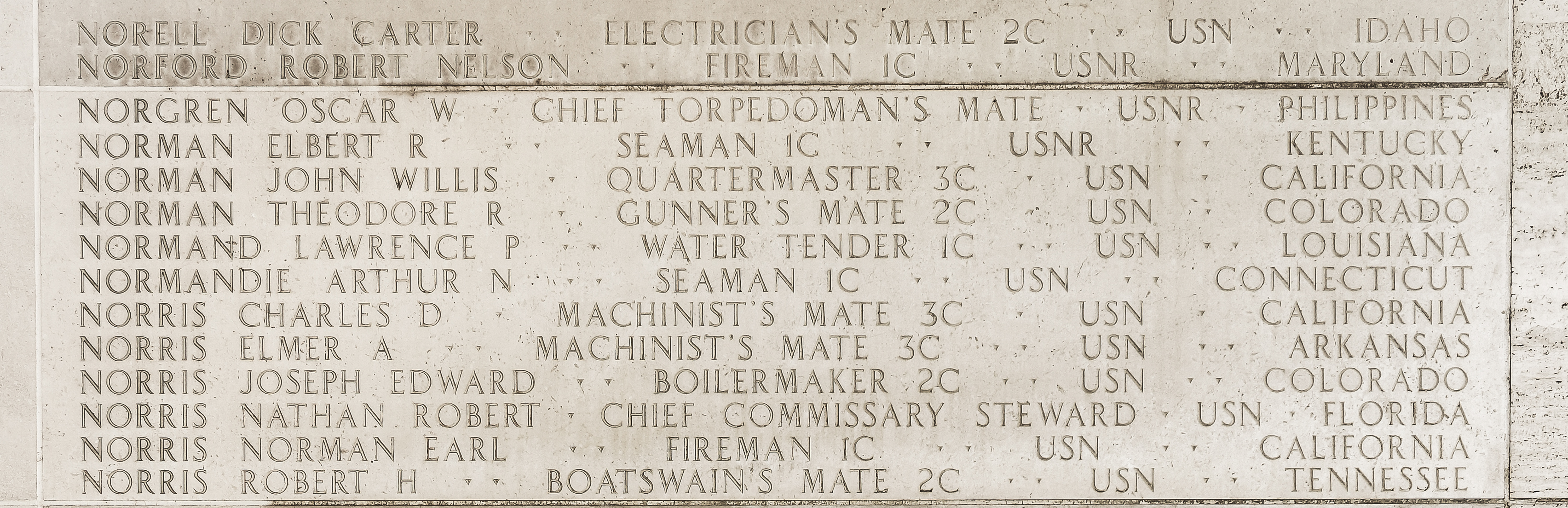 Joseph Edward Norris, Boilermaker Second Class